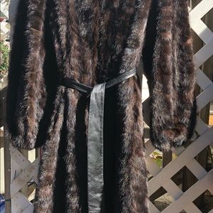 Vintage Women’s full length real mink coat with leather belt
